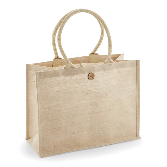Hessian Tote Bag with button