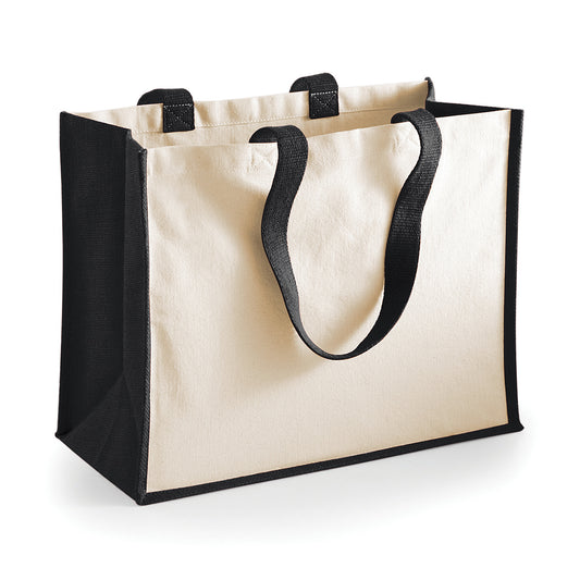 Hessian Tote Bag with Black details